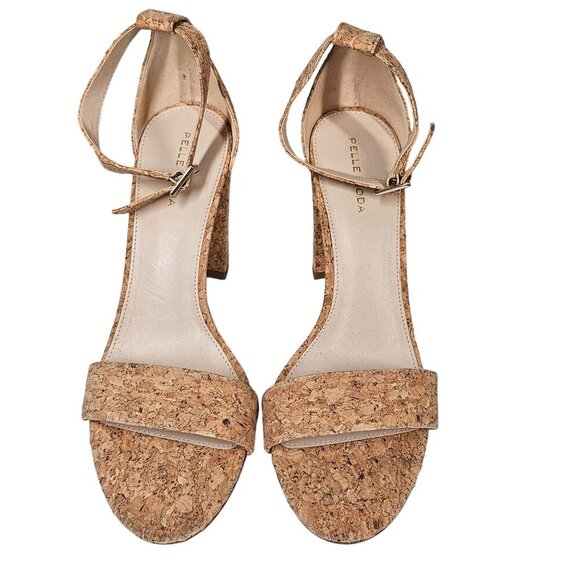 Pelle Moda Womens Cork High Block Heel Sandals Adjustable Straps Size 10M - Picture 2 of 8